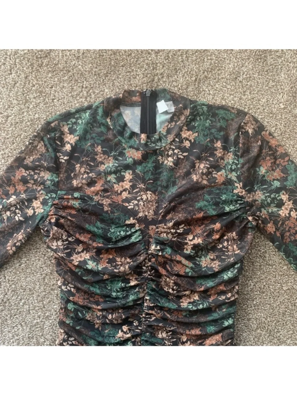 Astr Long Sleeve Ruched Midi Dress. - Picture 3 of 4